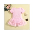 thumbnail image 3 of Franhais Summer Baby Girls Romper, Infant Sweet Style Letter Printing Mesh Skirt Splicing Short Sleeve Round Collar Jumpsuit, 3 of 9