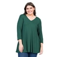 thumbnail image 2 of Plus Size Three Quarter Sleeve V Neck Tunic Top, 2 of 10