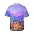 thumbnail image 3 of Daiia Colorful Purple Cosmos Flower Hawaiian Shirt for Men Gentle Cotton Regular Short Sleeve Casual-Small, 3 of 9