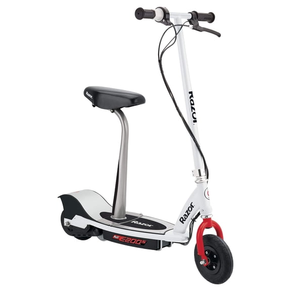Open Box Razor E200S 24V Seated Electric Scooter - Red/White, up to 12 mph, 8" Pneumatic Tire, for Teen 13+