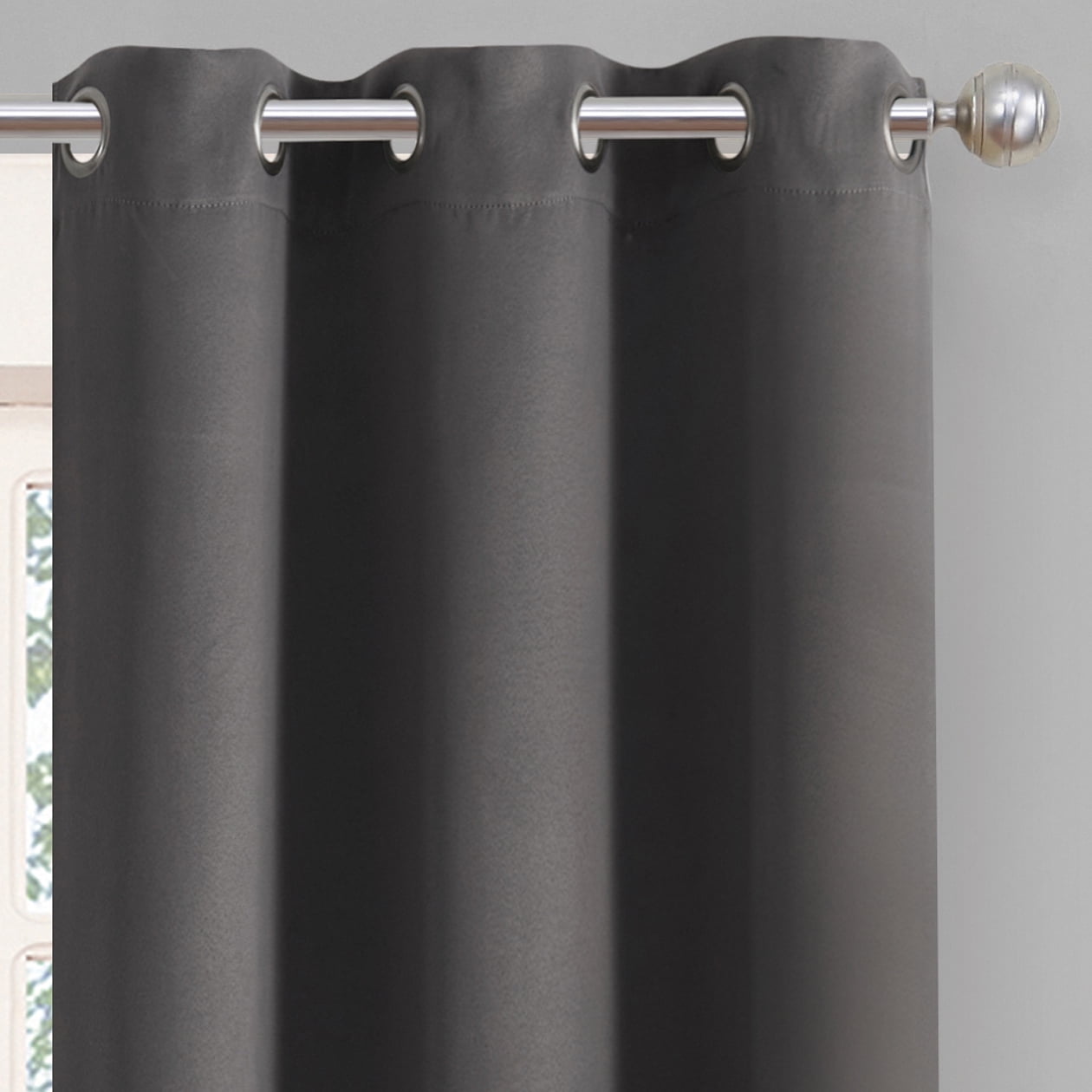 Eclipse Phoenix Solid Blackout Curtains, Set of 2, 84 Inch Long Blackout Curtains, 37"W x 84"L, Smoke