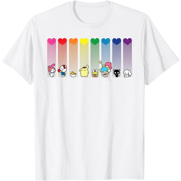 Hello Kitty and Friends Sanrio Rainbow DTG Print Unisex T-Shirt