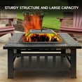 thumbnail image 5 of 32" Heavy Duty Square Patio Wood Fire Pit Table with Spark Screen Cover, Log Grate, Waterproof Cover and Fire Poker for Outdoor Backyard, Garden, Bonfire, 5 of 6