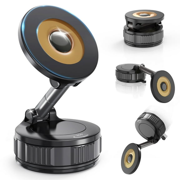 Dashboard Suction Cup Phone Mount for Magsafe: Dual Rotatable 360°Adjustable Nano Gel Vacuum Magnetic Phone Holder for Vehicle Screen Windshield Dash, Rock Solid Car Mount Compatible Mag-safe iPhone