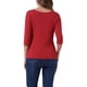 thumbnail image 3 of CAMISETAS CASUAL DE MUJER CON MANGAS ALBERTAS Y CUELLO BARCO, AJUSTE SLIM, ROJO BRILLANTE, TALLA M, 3 of 6
