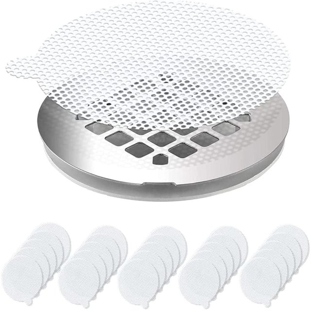 25 Pcs Hair Trap Net Stickers Disposable Hair Catcher Shower Drain Hair Catcher Net Stickers for Kitchen Bathroom Bathtub Round