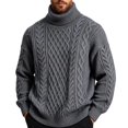 thumbnail image 2 of Vxararl Turtleneck Sweater for Men, Chunky Thermal Cable Knit Long Sleeve Pullover Jumper Casual Warm Fall Winter Men’s Soft Knitted Top for Daily Use Gray S, 2 of 6