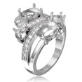 thumbnail image 4 of Rhodium Plated Sterling Silver 925 4 Mounting Wave Design Ring Band Jewelry Female Male Size 8, 4 of 4