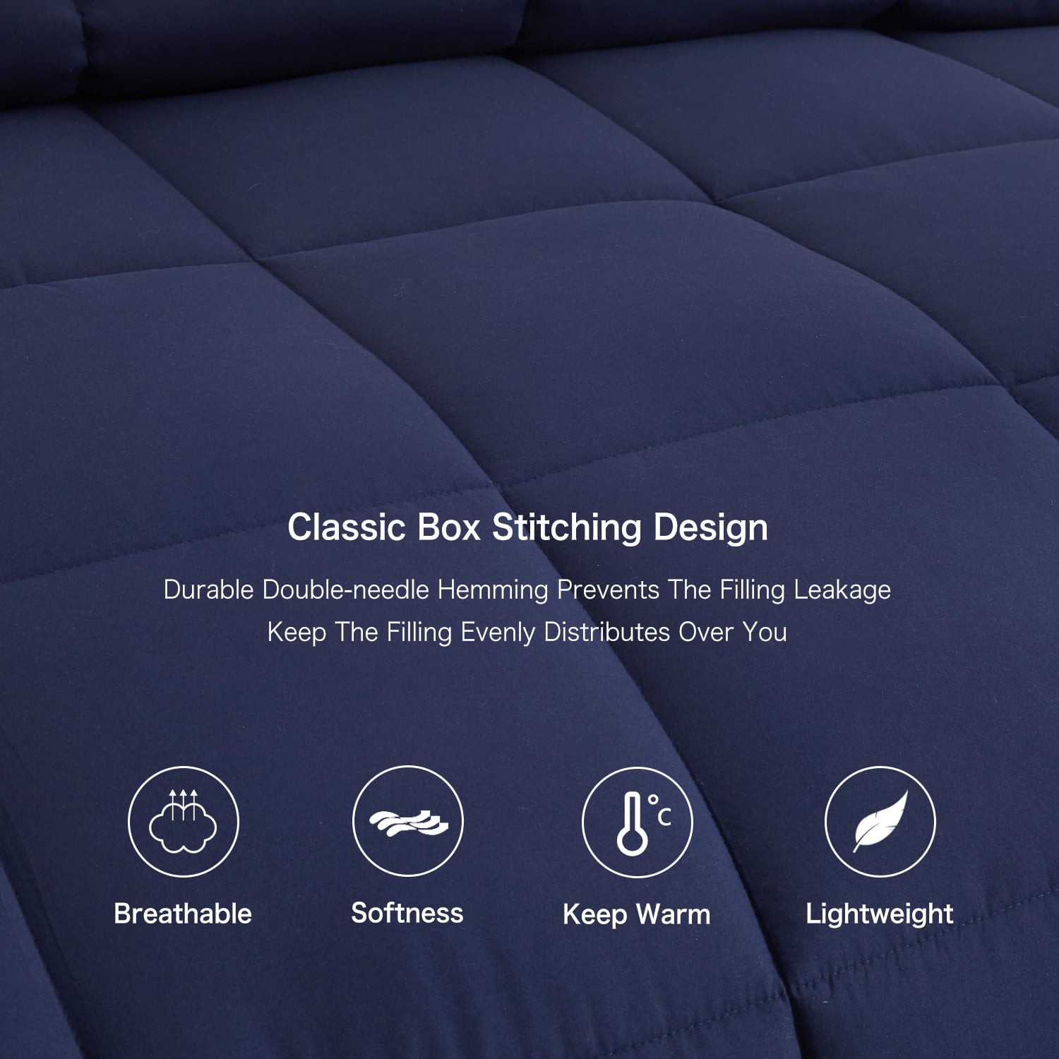 BedTreat Down Alternative Comforter with Corner Tabs - All Season Quilted Twin Size 240 GSM Blue Comforter, Machine Washable Microfiber Bedding
