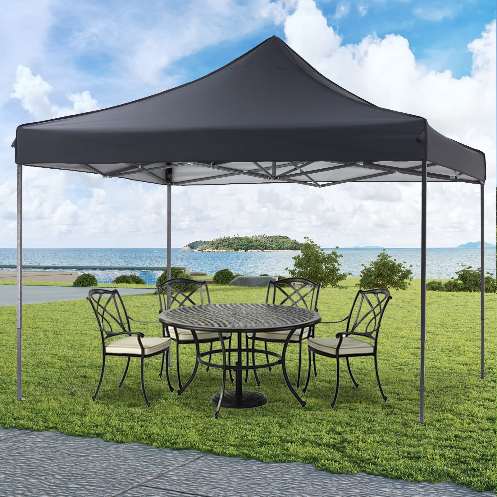 GIANNA 10x10 Pop Up Canopy, Easy Outdoor Sun Shade for Events, Parties, Camping, Portable Tent Pop Up Shade Canopy with Sand Bags,Grey