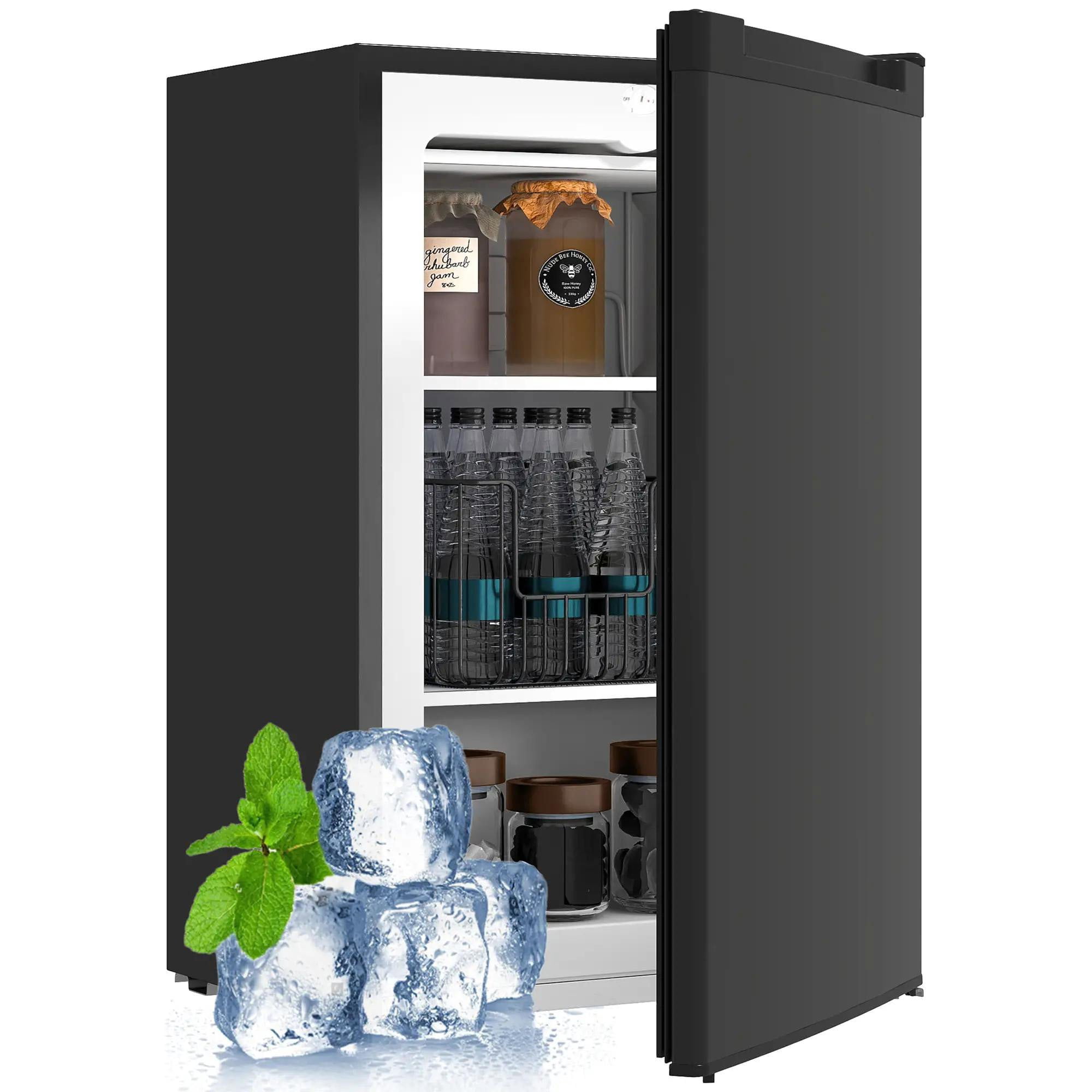 Resenkos Upright Freezer, 3 Cu Ft Small Freezer with Reversible Single Door, Smart Thermostat Control, Apartment, Black