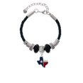 thumbnail image 2 of Delight Jewelry Silvertone Red and Blue Texas Lil Sister Celtic Knot Leather Bead Bracelet, 7"+2" Extender, 2 of 4