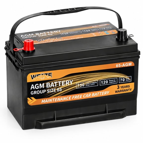 Weize Platinum AGM Battery BCI Group 65 Automotive Battery, 12V 70ah, 120RC, 750CCA, 36 Months Warranty, Replacement for Car, SUV