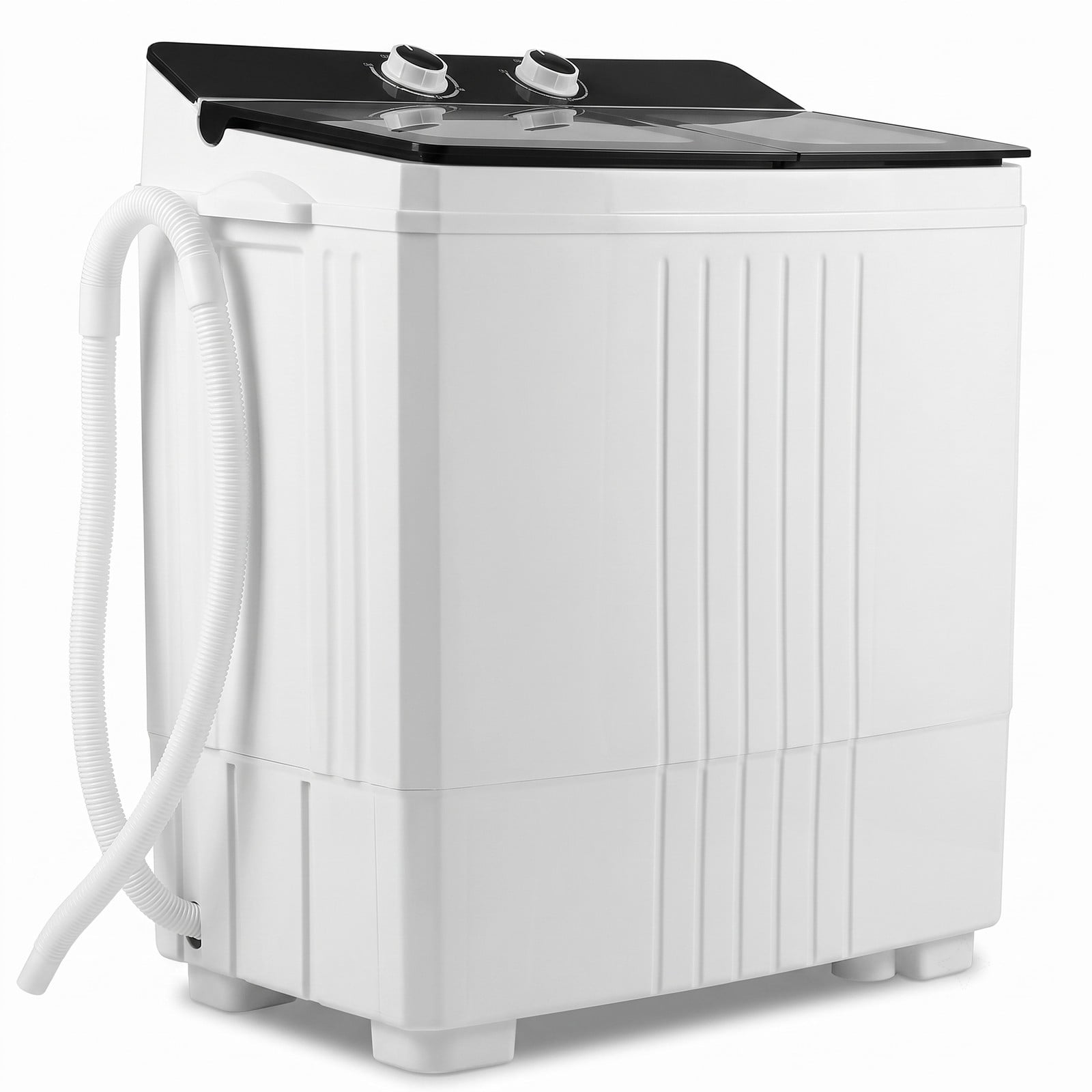 RUIE Portable Washing Machine 12 lbs Twin Tub Washer 8 lbs Spinner Combo Compact Laundry for Apartments Dorms RVs with Drain Pump and Timer Control, Gray