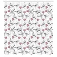 thumbnail image 3 of Bird Shower Curtain, Zentangle Ornamental Birds Carrying Pink Flowers Romantic Art Repetition, Fabric Bathroom Set with Hooks, 69W X 70L Inches, Rose White and Dark Grey, by Ambesonne, 3 of 3
