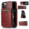 thumbnail image 6 of iPhone 12 Pro Max Case, Leather Wallet Case iPhone 12 Pro Max 6.7", PU Leather Case, Built in Stand Wallet Credit Card Holder Case 5 Card Slots Case For Apple iPhone 12 Pro Max, Brown, 6 of 11