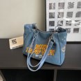thumbnail image 2 of Bolso de mano con letras bordadas para mujer bolso de mano de lona ​​bolso de trabajo de viaje de gran capacidad, 2 of 9