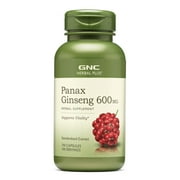 GNC Herbal Plus Panax Ginseng 600mg, 100 Capsules, Supports Vitality