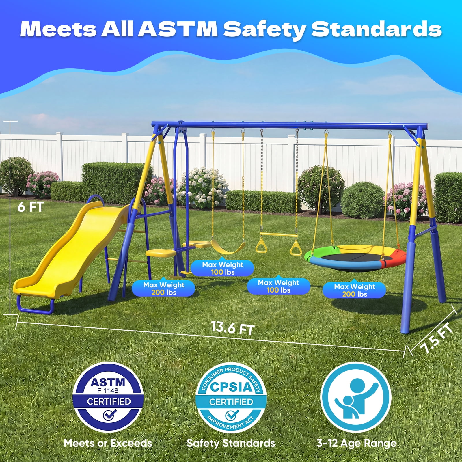 Metal Swing Sets for Backyard,Fashionsport Outfitters Heavy-Duty