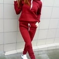 thumbnail image 1 of Conjunto Informal Sólido De Dos Piezas, Sudadera Con Capucha Con Bolsillo De Canguro Y Pantalones Con Cordón, Ropa De Mujer, 1 of 4