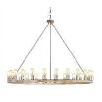 24-light Wagon Wheel Chandelier - 48-inch - Wood Reproduction and Nickel