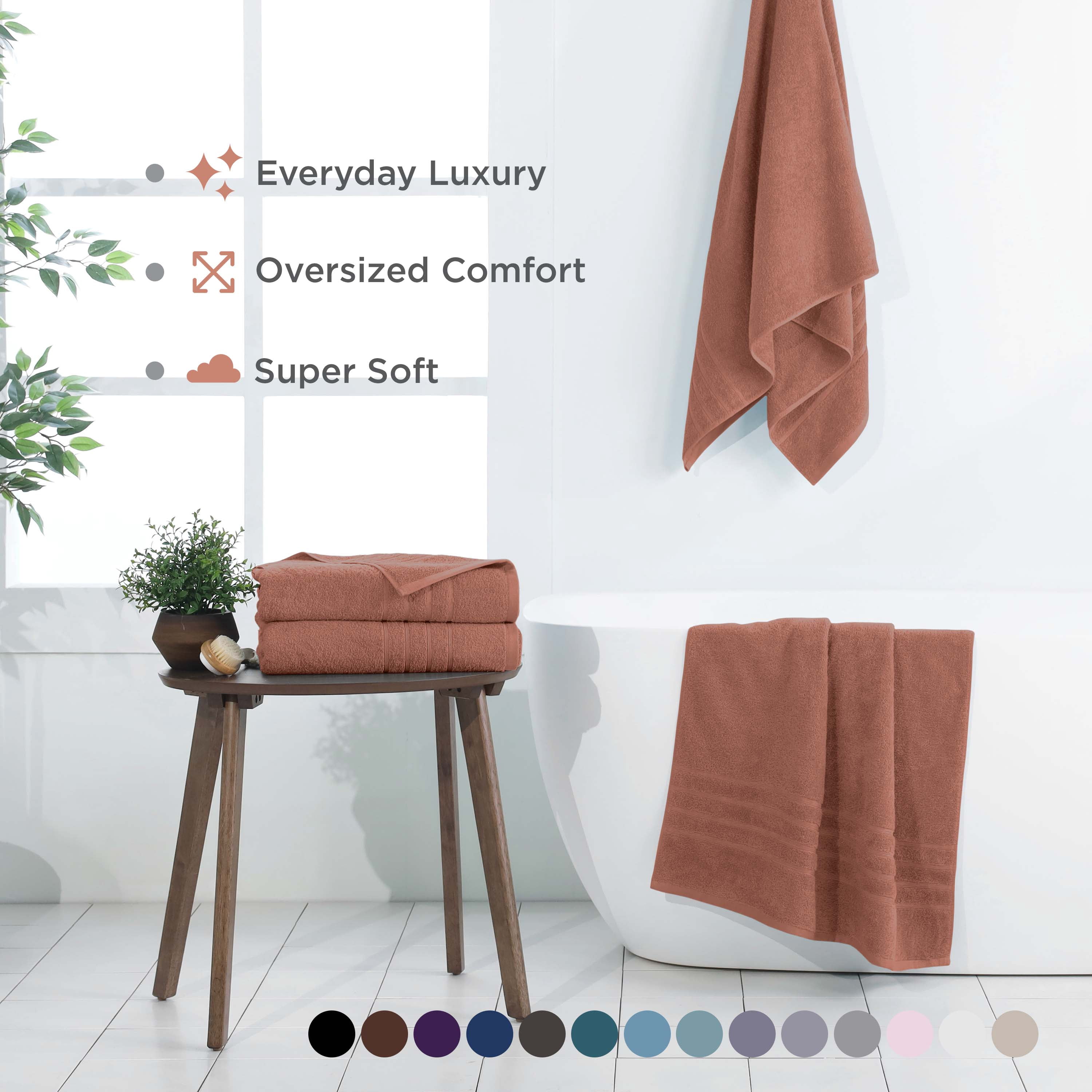Martex 2-Pack Bath Sheet Set | 100% Cotton Extra Large 33" x 65" Towels | Terracotta