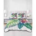 thumbnail image 2 of Quilts Queen Size Bedding Set, Tropical Plant Reversible Summer Quilt 3 Pieces, Summer Watercolor Botanical Palm Leaves Lightweight Bedspreads Coverlets with 2 Pillow Shams for All Seasons, 2 of 5
