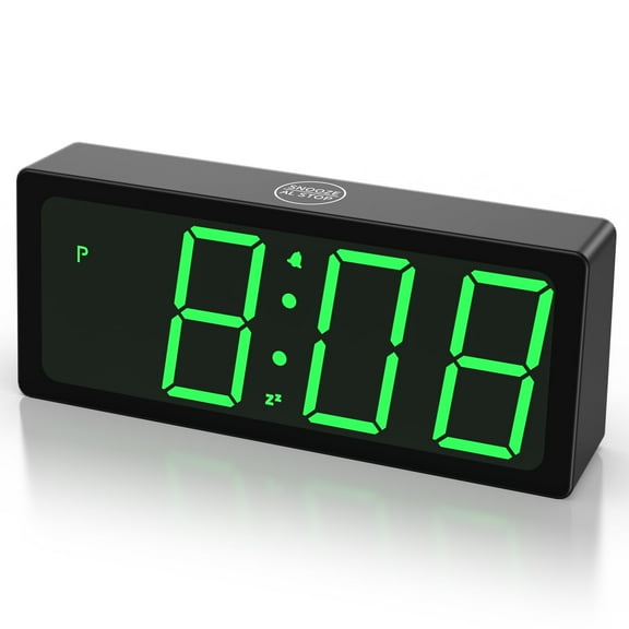 KWANWA Alarm Clock, LED Digital Clock, Small Wall Clock with 3-Stage Dimming, 7-Min Snooze, Anti-Power Outage Design/Battery Backup (59" Charging Cable Included)