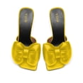 thumbnail image 3 of YDN Women's Bows Open Toe Slides Sandals Rhinestone Block Low Heeled Slip On Mules Casual Shopping Shoes Size 9.5 Yellow, 3 of 4