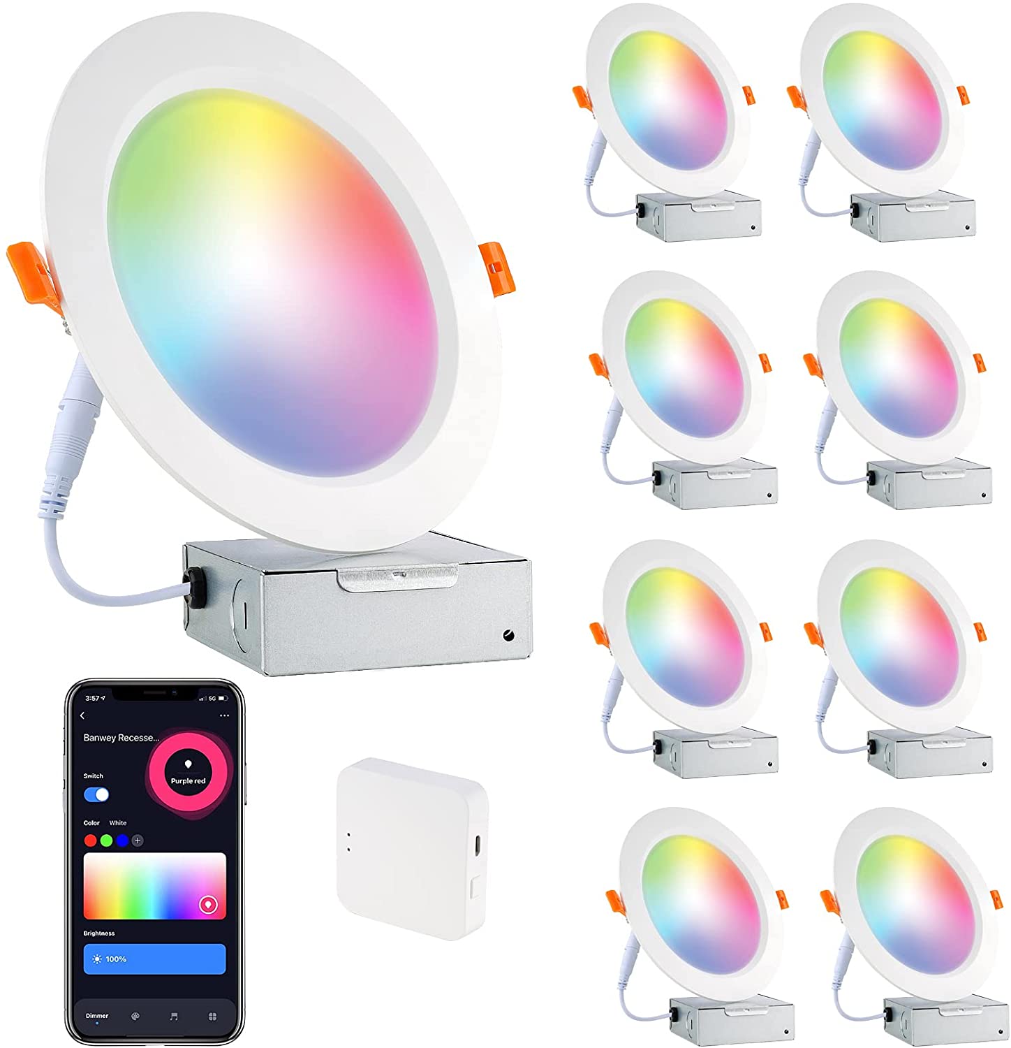 Banwey Smart Led Recessed Lighting 6 Inch, WiFi Recessed Lighting 16W