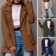 thumbnail image 4 of Chaqueta de pana de mujer con bolsillos, solapa y botones, chaqueta vintage de manga larga Irfora Marrón/Grande, 4 of 7