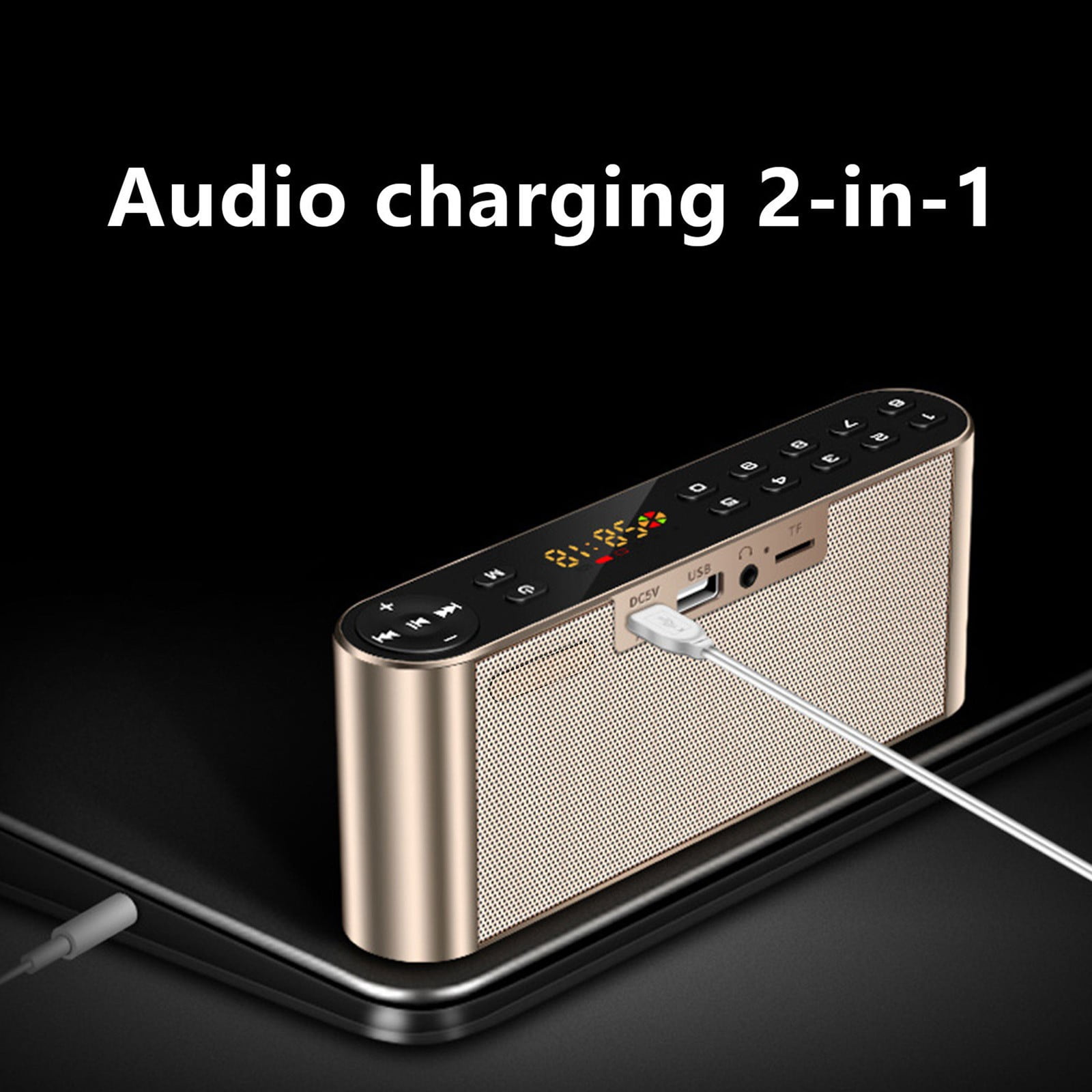 Bluetooth/FM Radio/MP3 Player Portable Wireless Speaker, Bluetooth Audio Speaker, Portable Subwoofer with HiFi Sound, USB Support, Wireless Radio for Home Outside