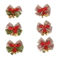 thumbnail image 2 of 5 Pcs Christmas Bow with Bells Mini Bowknot Ornament Craft Gift Ornament Present Bow Christmas Tree Hanging Decor for Christmas Tree Wreath Garland Holiday Decorative Party Supplies, 2 of 5