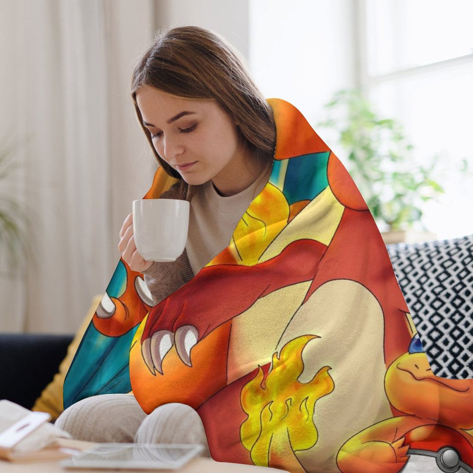 Poke-mon Charizard Blanket Super Soft Throw Blanket Lightweight Blanket for Men Women Friend Family Warm Throw Blankets for Couch Sofa Bed Birthday Christmas Fathers Day Gift