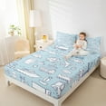 thumbnail image 5 of Feelyou Kawaii Streamship Aircraft Twin Sheet Sets, Cute Truck Car Twin Fitted Sheet, Blue Cartoon Vehicle Flat Sheet, Breathable Home Decor, 3 Pieces, 5 of 8