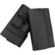 Black Leather Horizontal Belt Loop Waist Case Compatible with GreatCall Livley Flip Phone