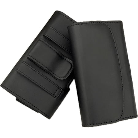 Black Leather Horizontal Belt Loop Waist Case Compatible with GreatCall Livley Flip Phone