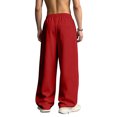 thumbnail image 7 of GrmtClth Mens city commute pants elegant premium drape texture wide leg casual trousers loose oversized silhouette daily travel outfit Red XL, 7 of 7