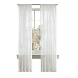Mainstays Crushed Voile Single Curtain Panel, Polyester, Sheer, White ...