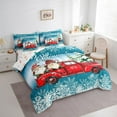 thumbnail image 3 of jejeloiu Cute Gnome Bedding Comforter Set 7-Piece,Christmas Theme King Bedding Sets,Red Car Snowflake Pine Tree Bed Sheets For Teens,Microfiber Bedroom Decor Reversible, 3 of 7