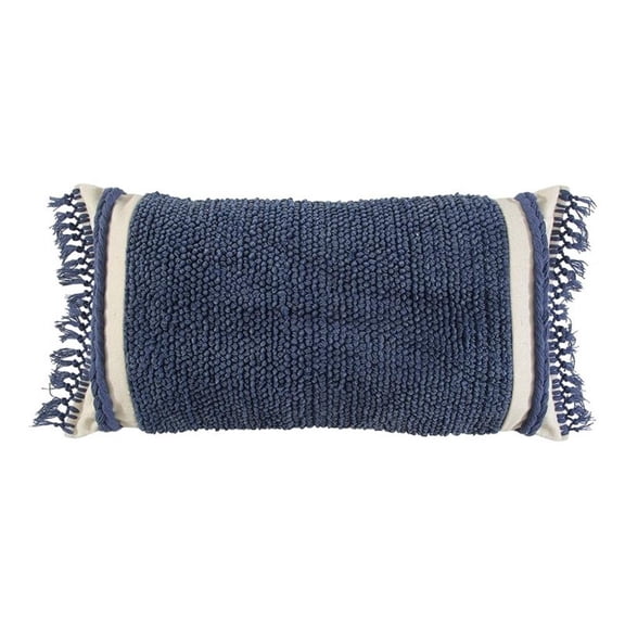 Rizzy Home 14" x 26" Woven Blue Cotton Pillow Cover