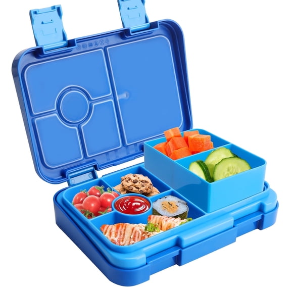 Bento Box - Leakproof Bento Lunch Box with 6 Compartments Portions Lunchbox,BPA-Free Reusable on-The-Go Meal and Snack Packing Containers