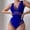 Blue, variant on Swimming Women Swimwears Fusion Elegant Solid Color Yarn V Bathing Suit for Women Blue M