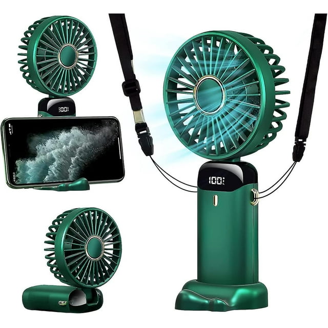 Ventilador portátil, ventilador personal de mano de 5000 mAh, recargable con 5 velocidades, mini ventilador silencioso con pantalla LED, tiempo de funcionamiento de 11 a 21 h para oficina.