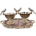 thumbnail image 2 of german silver tray with 2 parrot bowls for serving snacks,sweets, gift item, 2 of 4