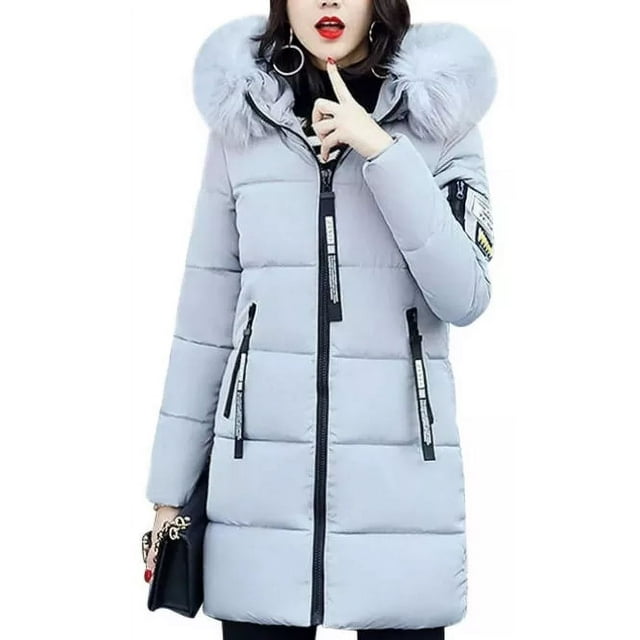 Chaqueta De Mujer De Algodón Cálido Con Cuello De Piel Moda