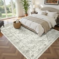 thumbnail image 2 of ATHOPE 5x7 Area Rugs for Living Room Bedroom, Washable Soft Rug with Non-Slip Backing, Large Floral Vintage Distress Print Pattern Carpet, Cream, 2 of 7