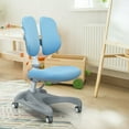 thumbnail image 3 of Gymax Kids Study Desk Chair Adjustable Height Depth w/Sit-Brake Casters Blue, 3 of 10