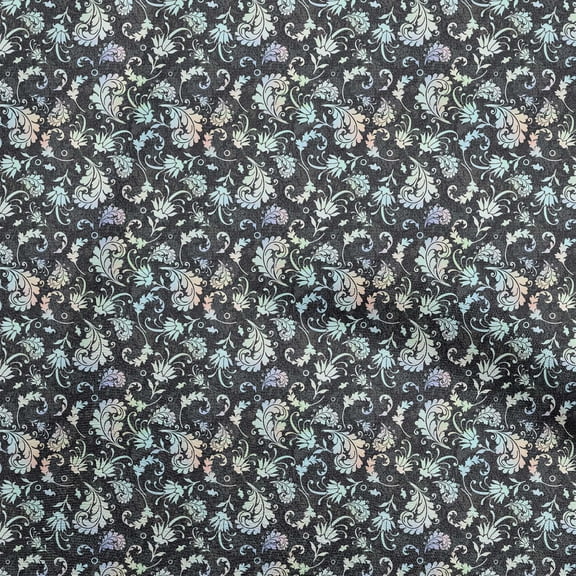 oneOone Cotton Cambric Black Fabric Damask Craft Projects Decor Fabric Printed By The Yard 56 Inch Wide