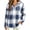 Blue, variant on Flannel Shirts for Women Drawstring V Neck Hooded Shirts Comfy Loose Long Sleeve Plaid Pullover,S-2XL
